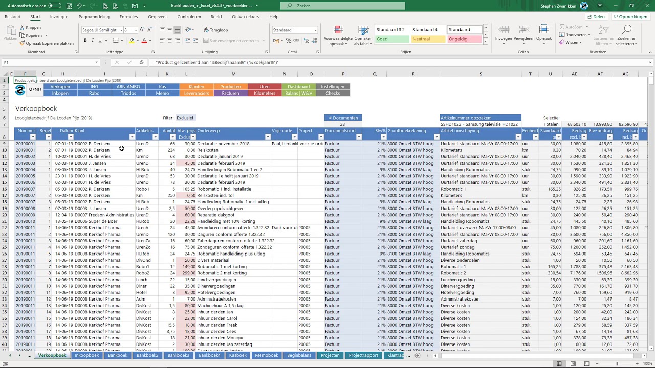 Demonstratie Boekhouden in Excel 6.0