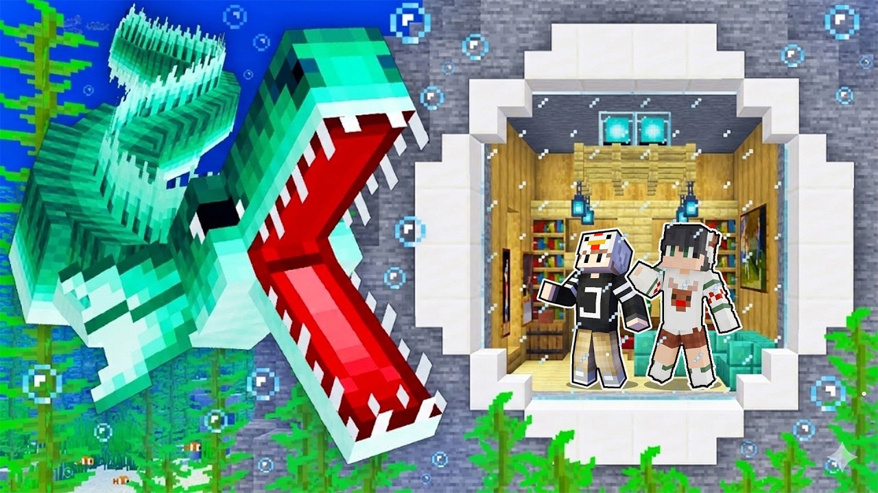 I Built a SECRET UNDERWATER BASE to Hide From SEA MONSTER! in Minecraft!