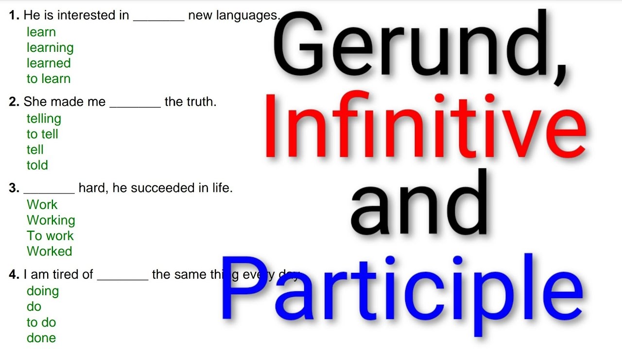 Gerund, Infinitive & Participle MCQs | English Grammar Quiz with Answers