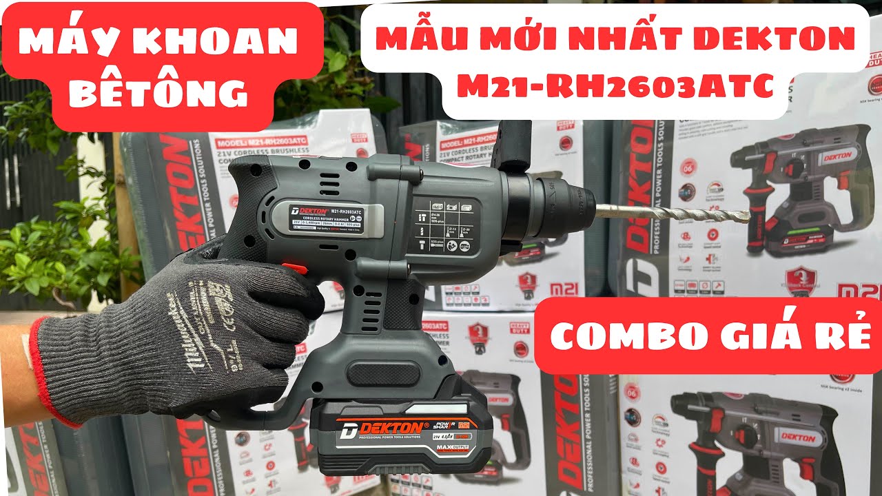 🔴M21-RH2603ATC MẪU MỚI NHẤT DEKTON💥combo giá rẻ💥Máy khoan pin 3 chức năng chuyên khoan bê tông