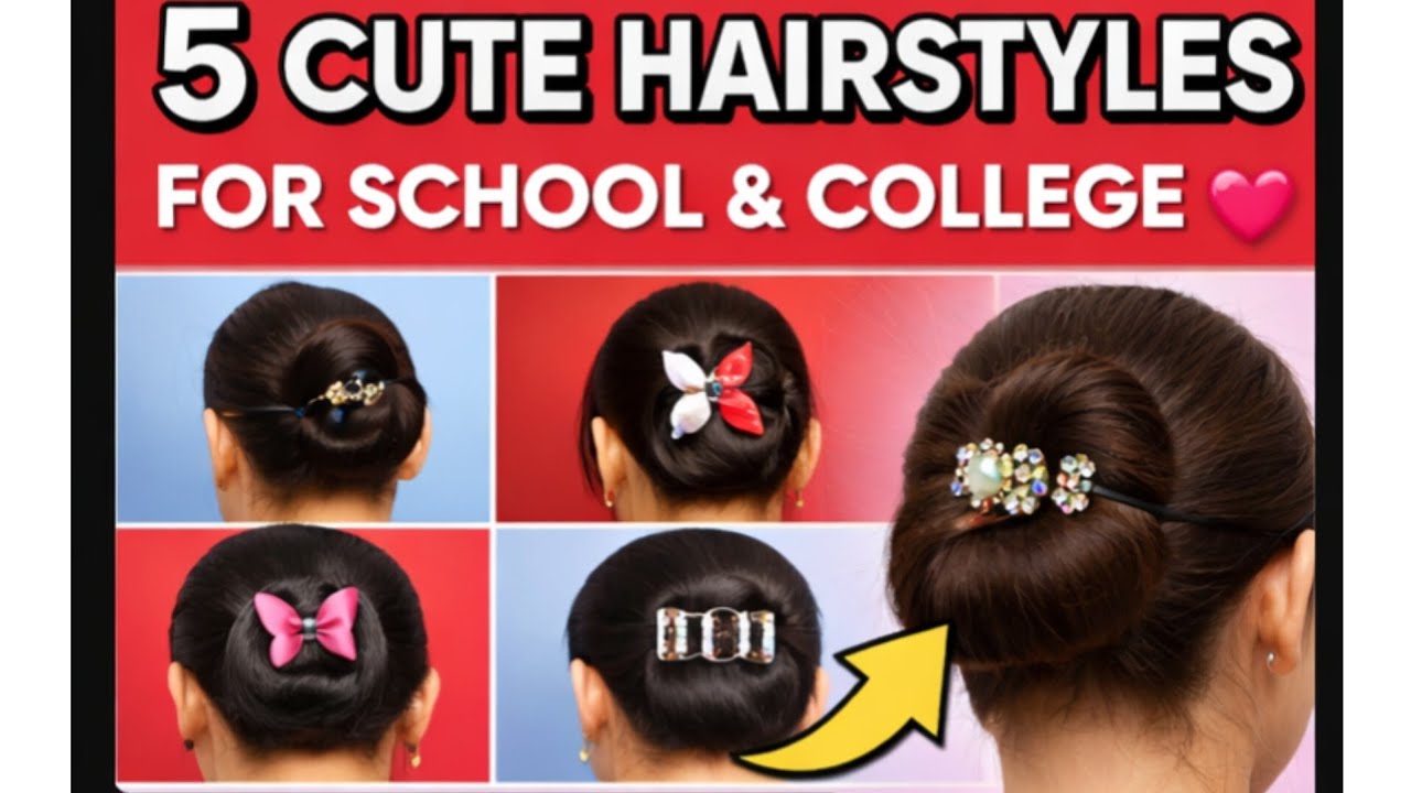 5 Easy Clutcher Hairstyles For School & College 💕 | Quick Daily Hair Tutorial
