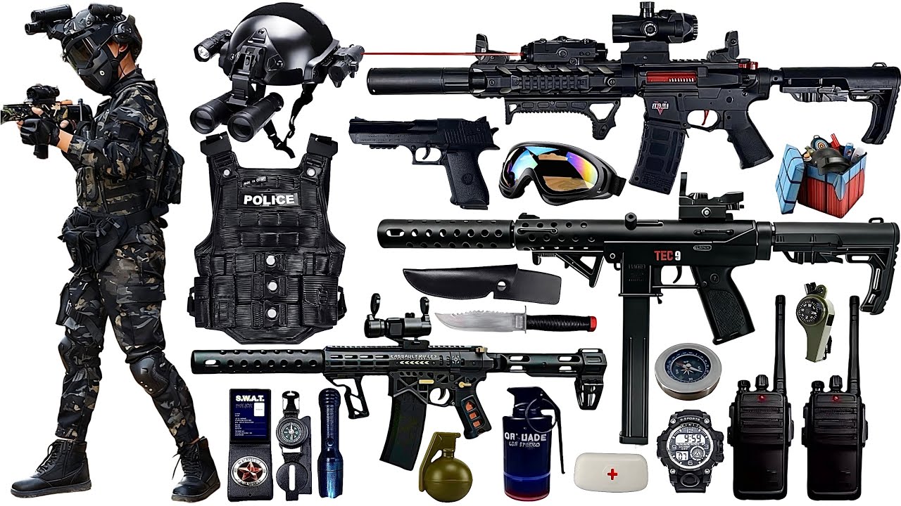 Unboxing special forces weapon toys, HK416 automatic rifle, AR15 assault rifle, MCX rifle.