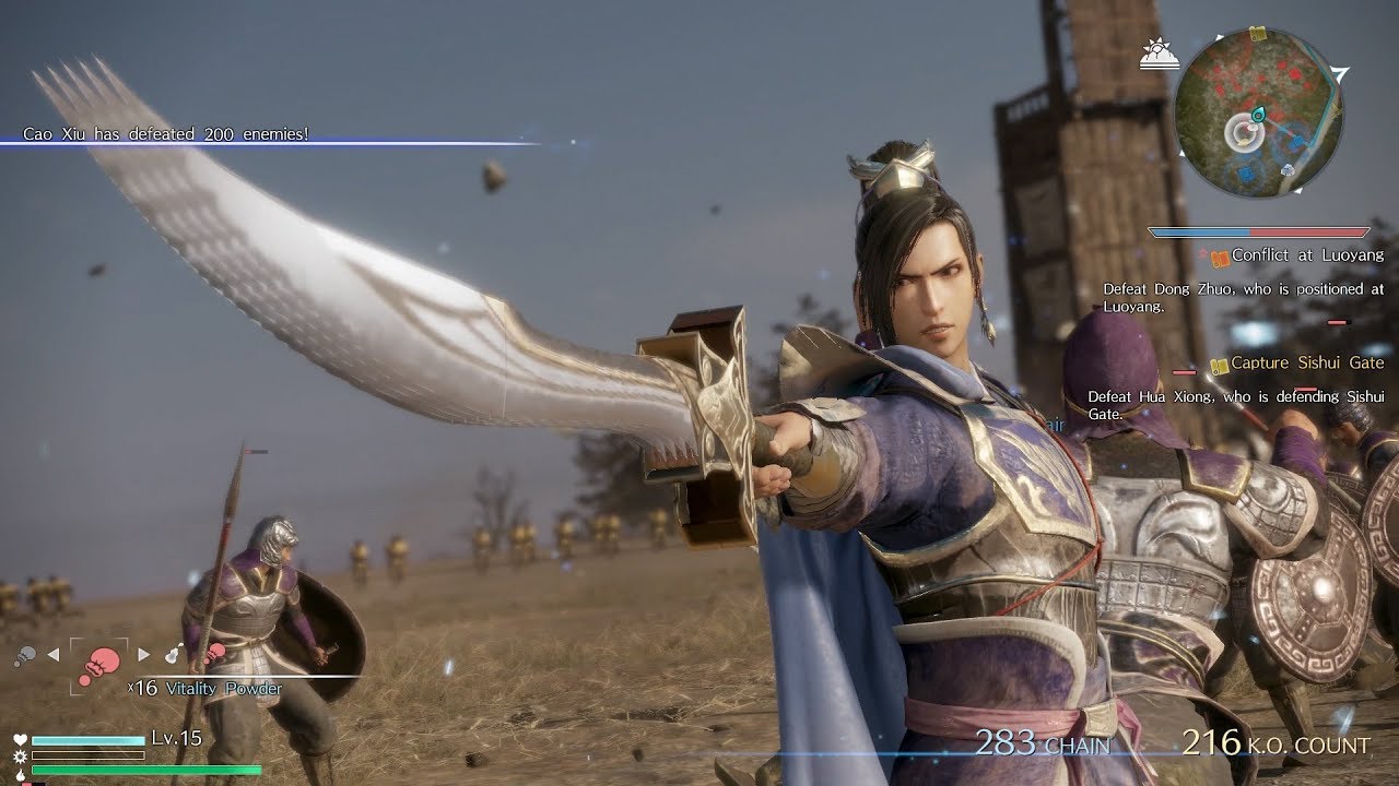 Dynasty Warriors 9 - Cao Xiu vs Lu Bu Battle Gameplay PS4