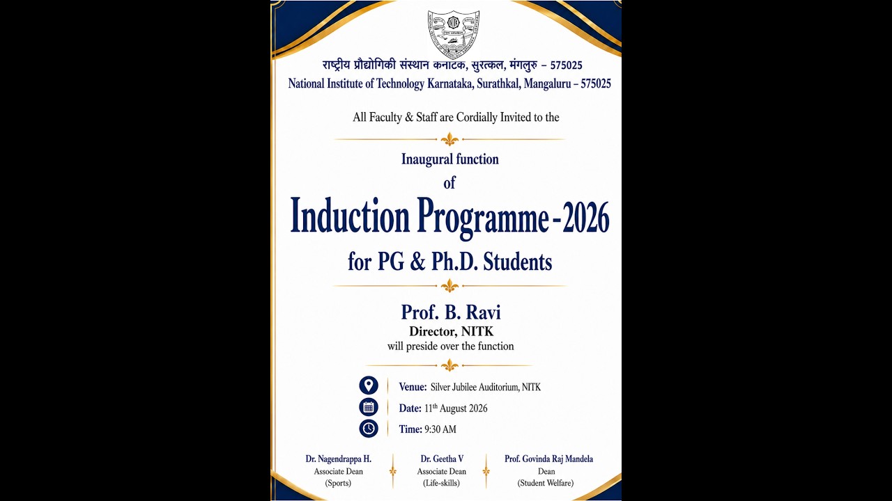 Induction Programme - 2026 for PG & Ph.D. Students