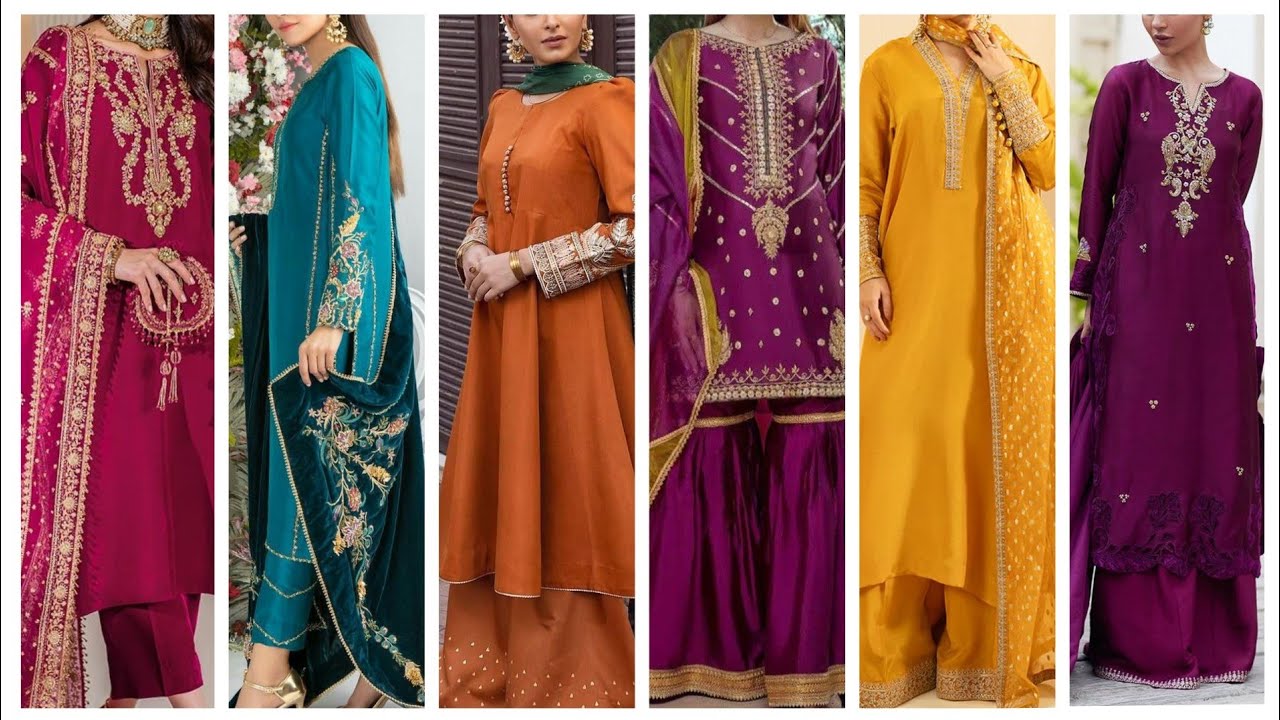Very Pretty Party Wear Katan Silk Dress Design 2026/Sheesha Silk Dress Design/Fancy Dress Design 