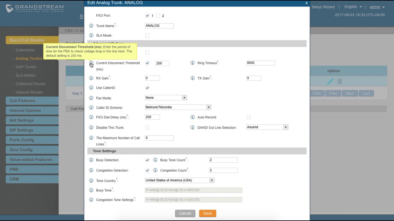 Grandstream IP PBX - Set Disconnect Threshold - ep109