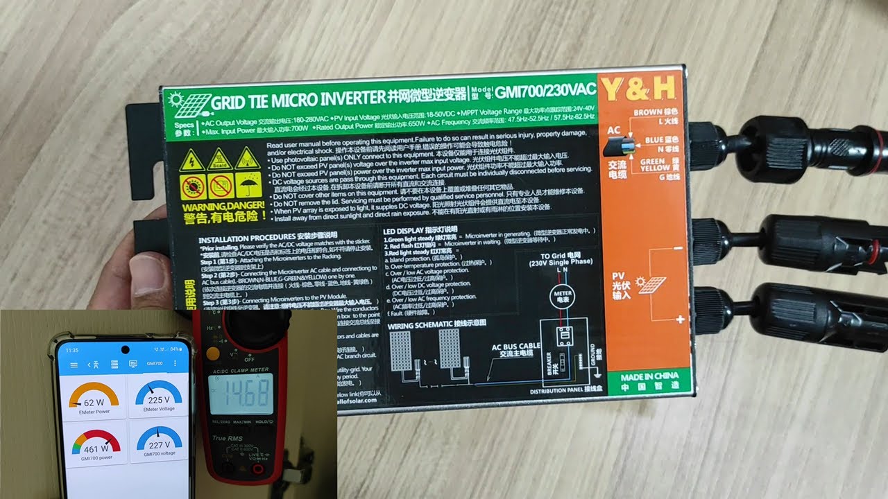 GMI700 Micro Grid Tie Inverter 700W ขนาดเล็ก ใช้งานง่าย