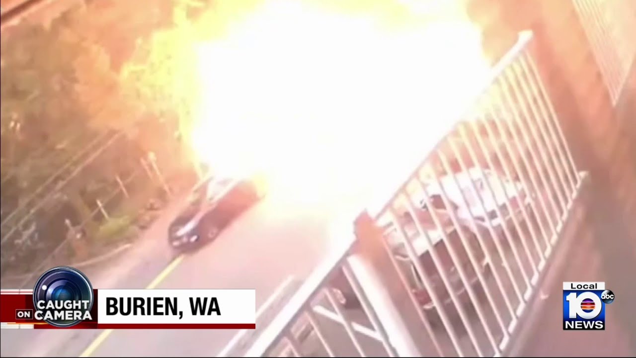 Random explosion: Driver realizes a bomb went of right next his car near Seattle..