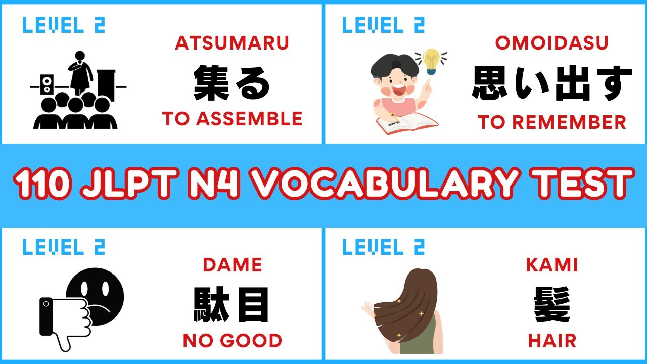 JLPT N4 Vocabulary Test With Answer (Learn & Practice 110 Japanese Words)