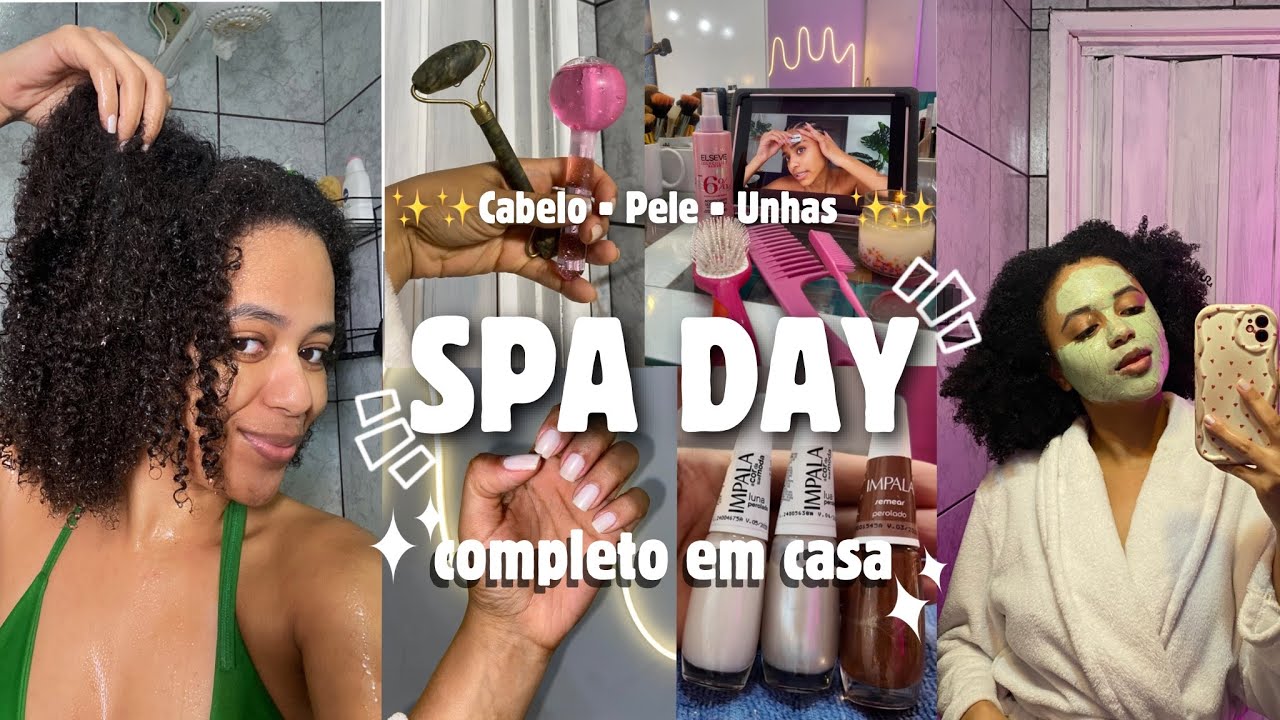 SPA DAY EM CASA 💗cabelo crespo, testando produtos, esfoliação, unhas, depilação e autocuidado