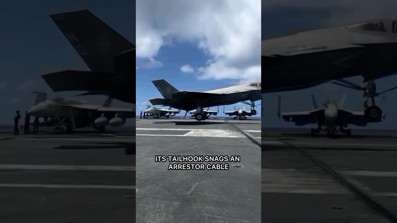 F-35 Lightning Landing on Aircraft Carrier | Tailhook Arrestor Explained | #F35 #Navy #FighterJets