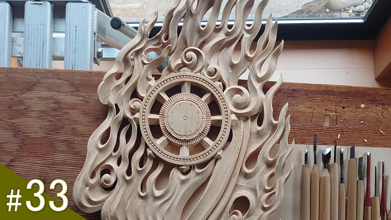 Carving the Sacred Flame Halo: Japanese Buddhist Statue Art（聖なる火焔光背を彫る：日本の仏像芸術）