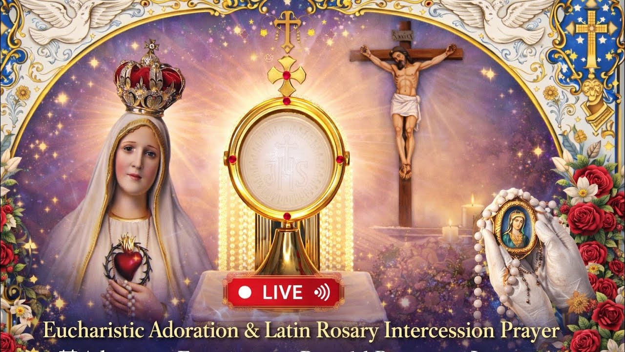 🔴 LIVE EUCHARISTIC ADORATION | Jesus Present • Peace • Latin Rosary
