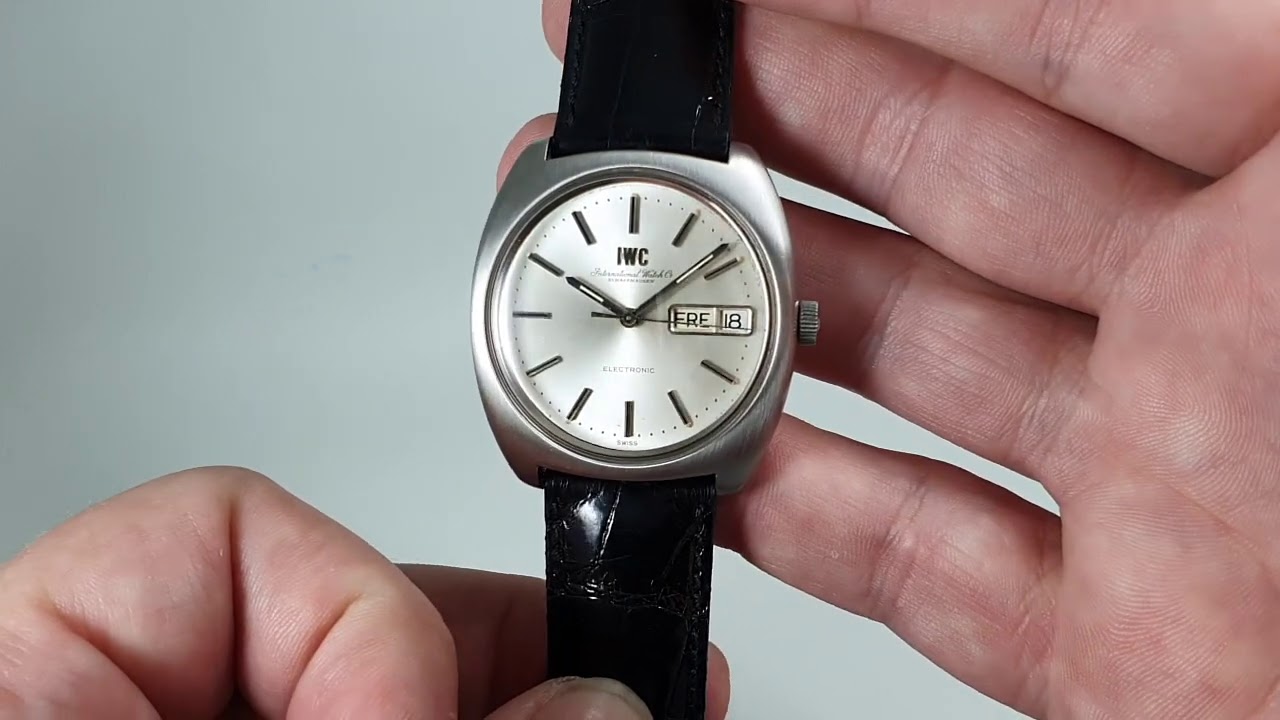 c1972 IWC Electronic men's vintage watch with day date.  Model reference 3602