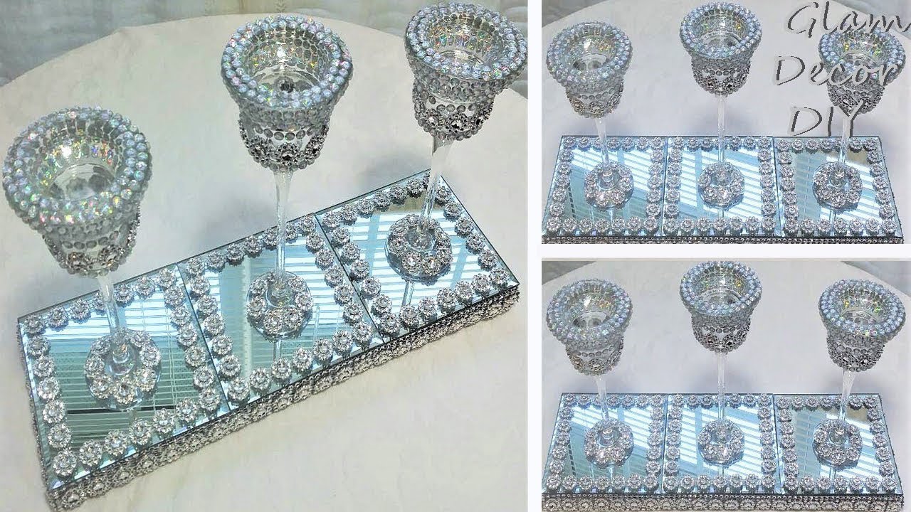 Dollar Tree DIY Glam Candle Holder Centerpiece