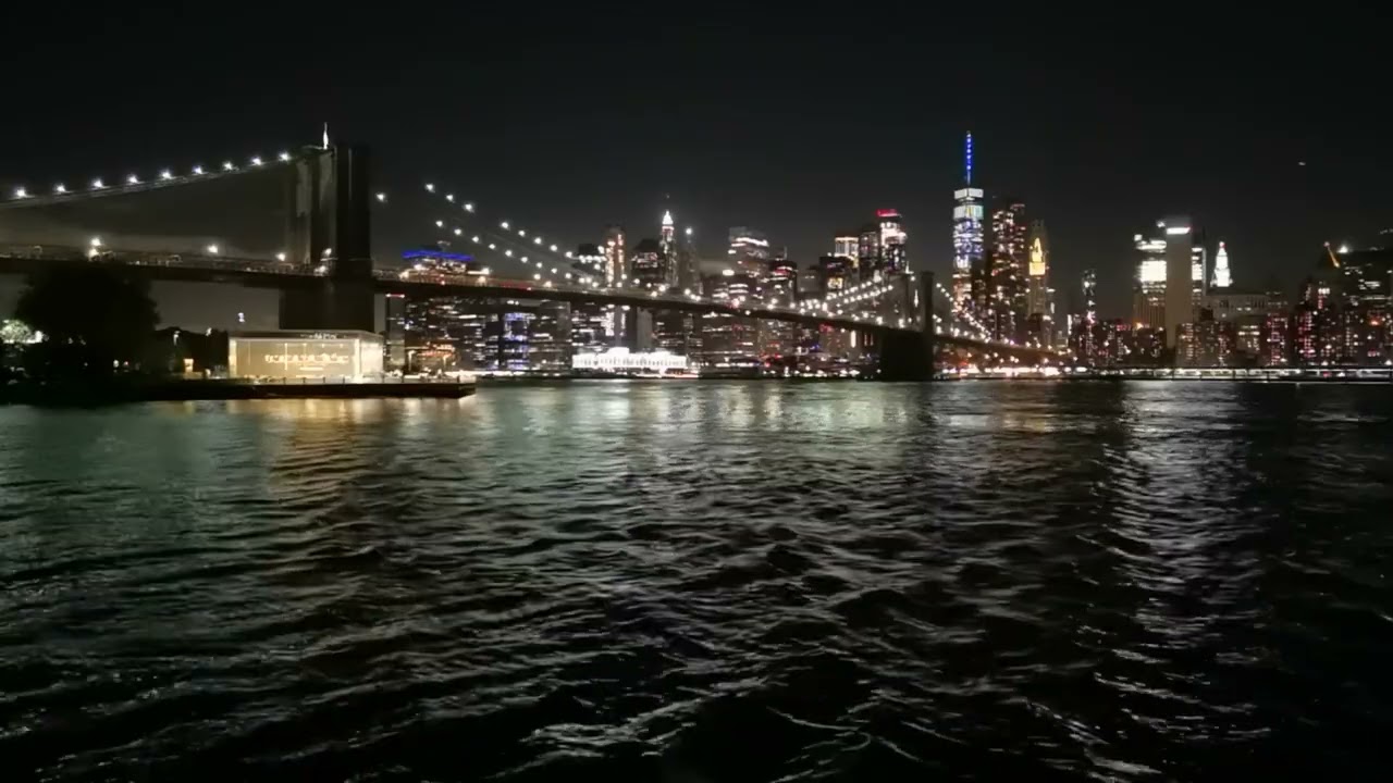 Night City Sounds For Sleep | Calm River Water Flowing | 1 Hour 😴 🌊