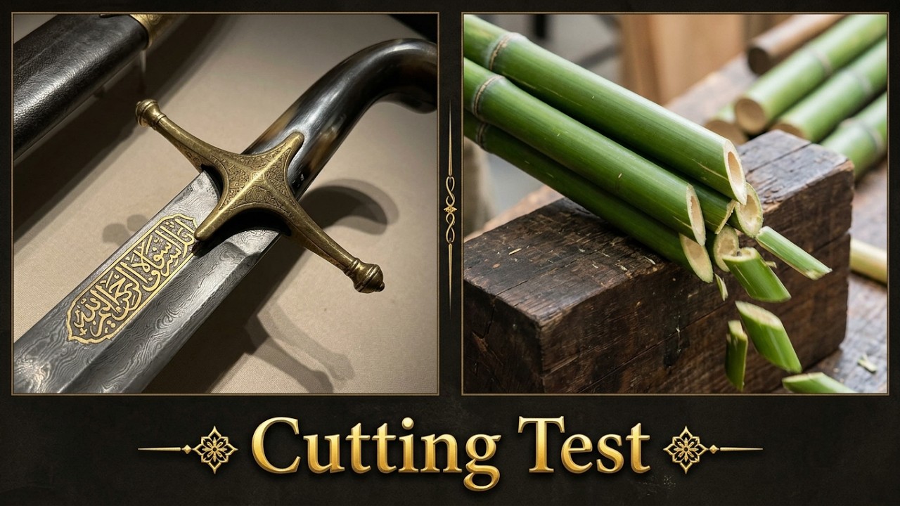 Shamshir/kilic made by Hossein Farajian (cutting test on bamboo)