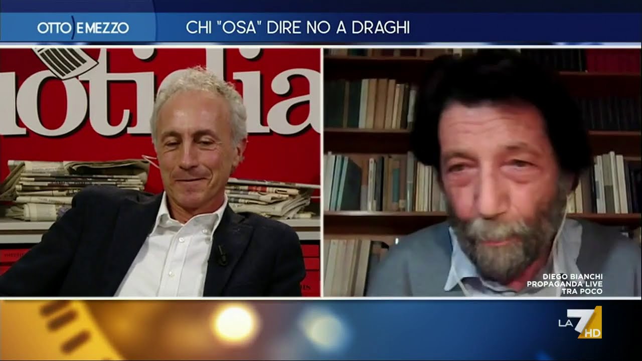 Governo Draghi, l'acceso confronto tra Marco Travaglio e Massimo Cacciari a Otto e mezzo