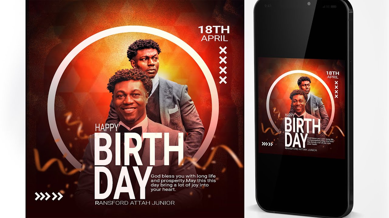 HOW TO DESIGN CINEMATIC BIRTHDAY  FLYER/PHOTOSHOP TUTORIAL/JN GRAFIX