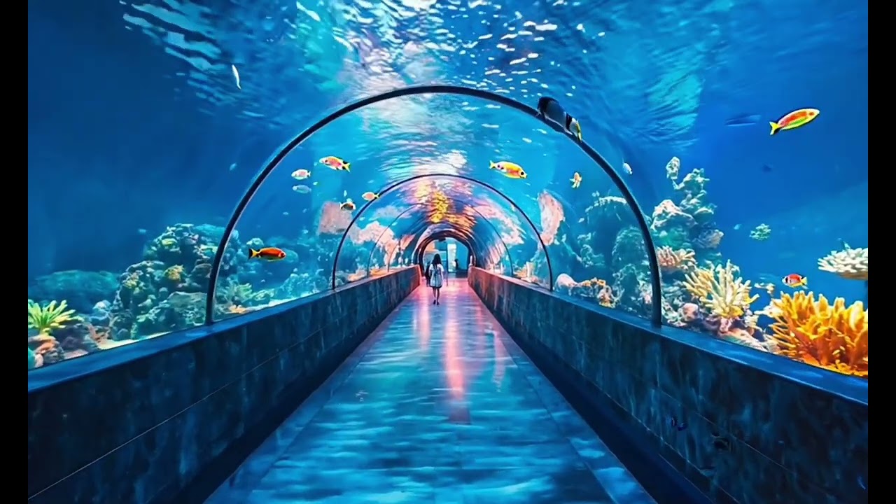 Relaxing Aquarium Tunnel with Peaceful Water Sounds - Perfect for Sleep & Meditation (1 Hour)