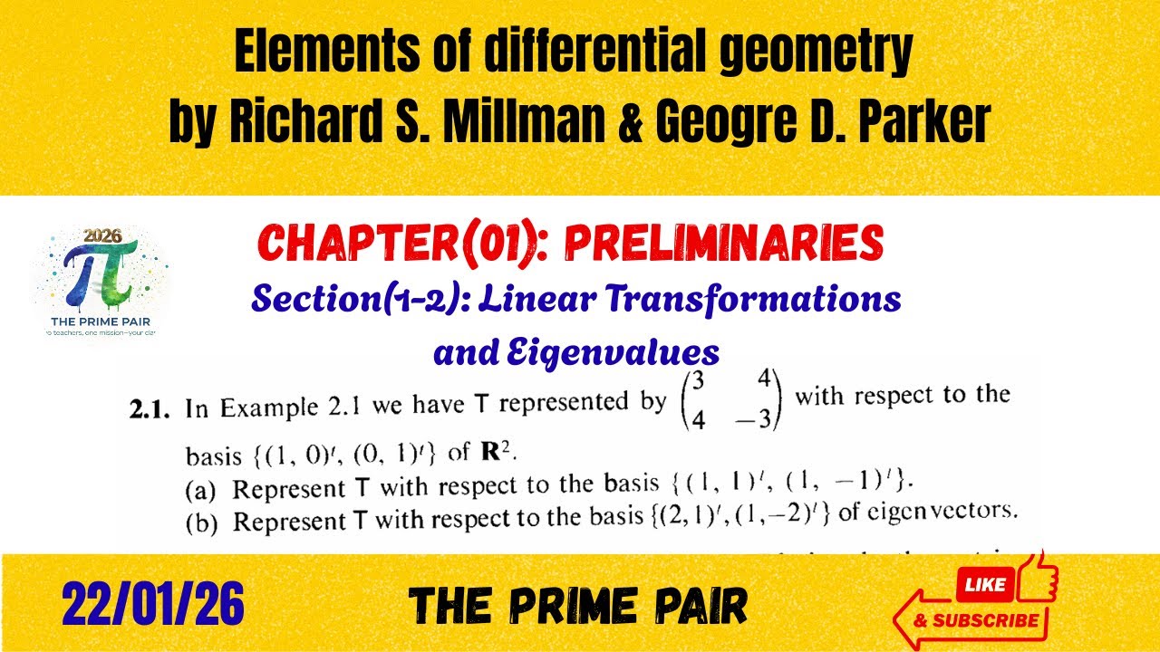 Problem (2.1)|| Linear Transformations and Eigenvalues || Elements of differential geometry