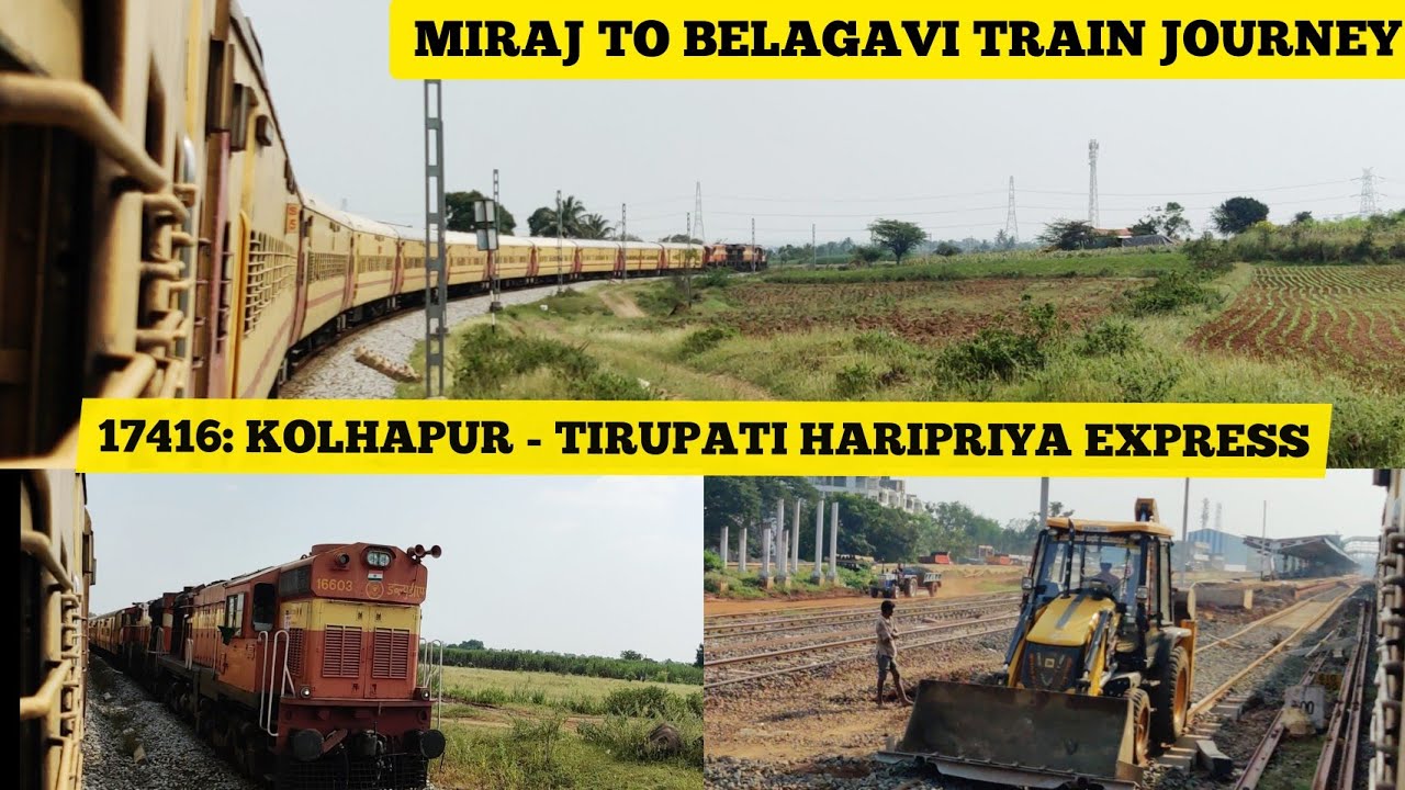 Miraj To Belagavi Train Journey In 17416: Haripriya Express : WDM3D Twins : SWR : Indian Railways
