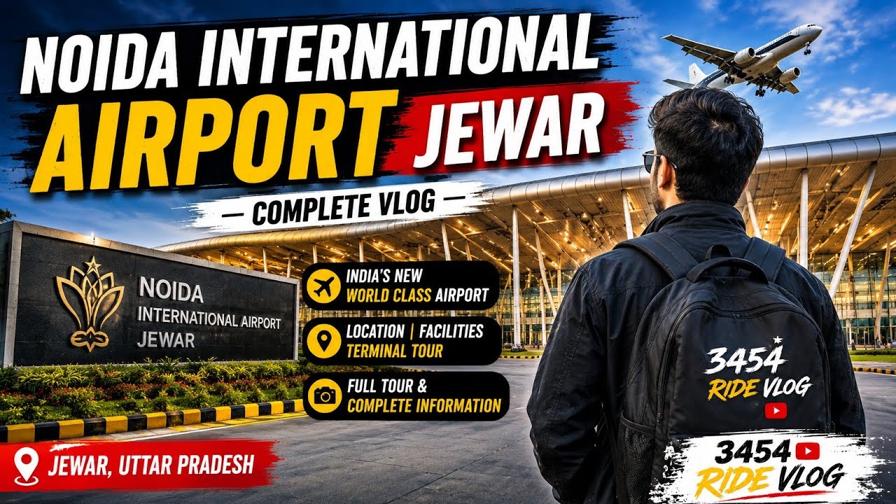 ✈️ Noida International Airport Jewar |  Complete Tour | India's Biggest Airport | 3454 Ride Vlog