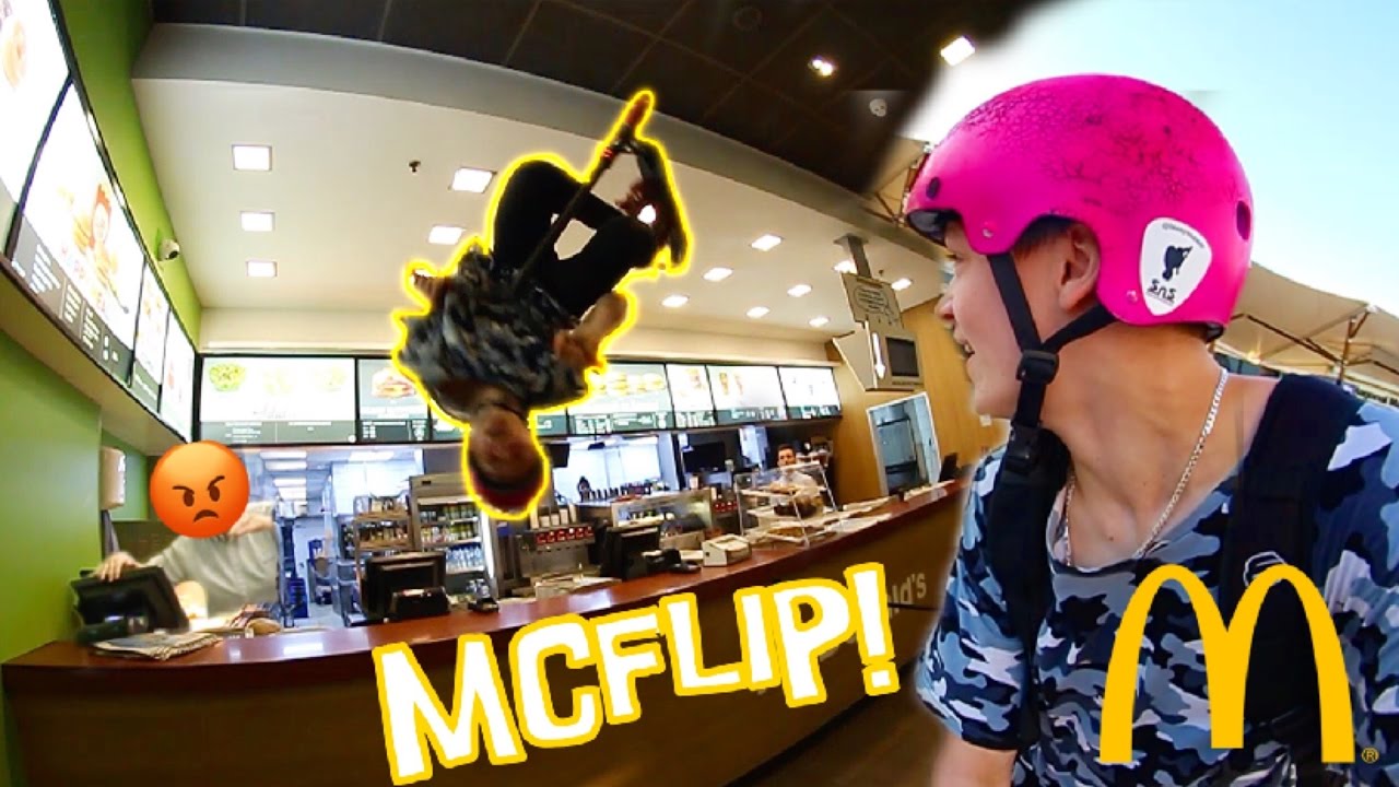 BACKFLIP OFF MCDONALDS COUNTER * MCFLIP *