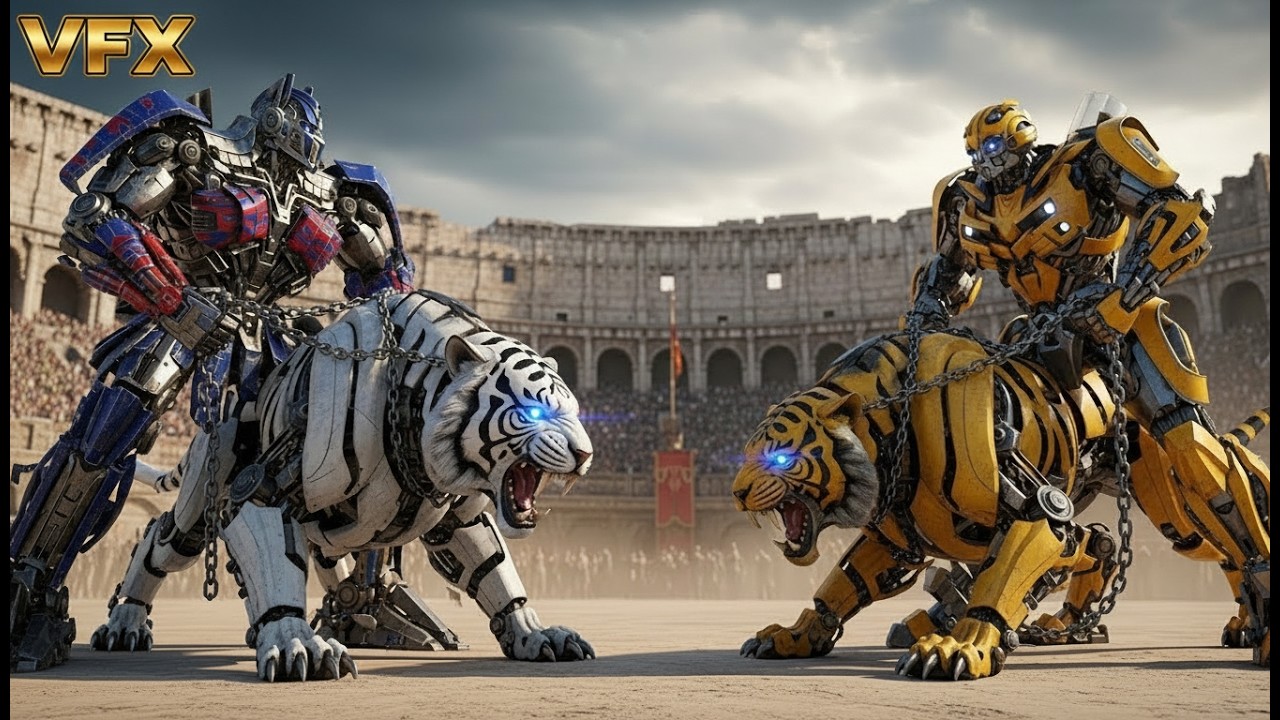 🐯 Optimus Prime Tiger vs Bumblebee Tiger | Legendary White Arena Battle