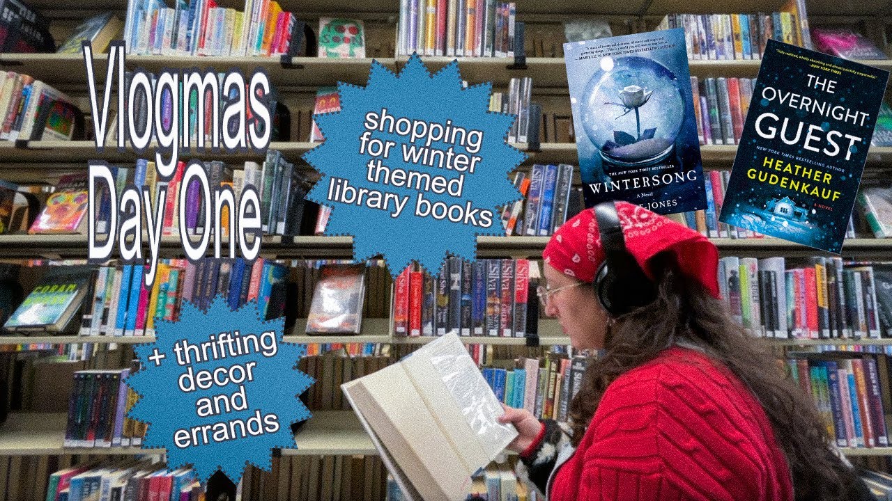 Vlogmas Day One: winter library shopping, thrifted decor, running errands