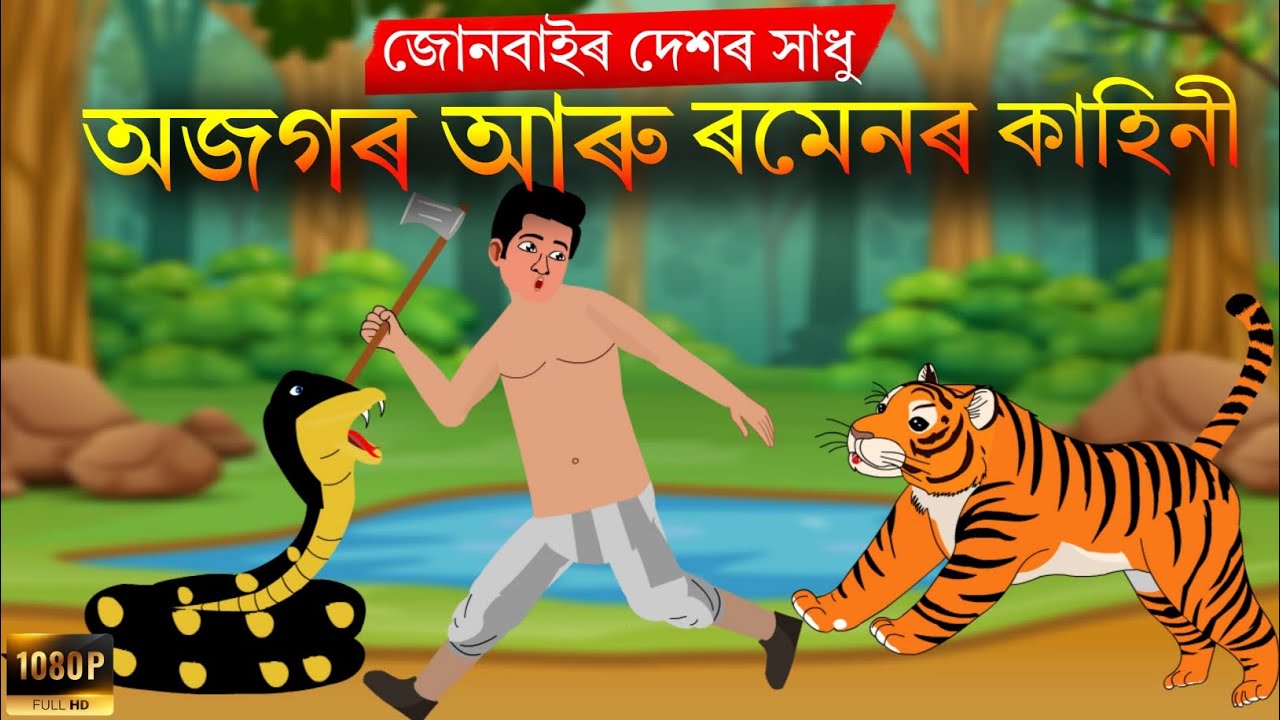 Assamese Story | অজগৰ আৰু ৰমেনৰ কাহিনী | ajogor aru romen Animation Story | Assamese Fairy Tales