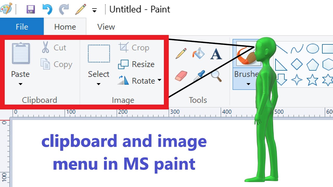 Clipboard and image menu in MS paint, explain in hindi