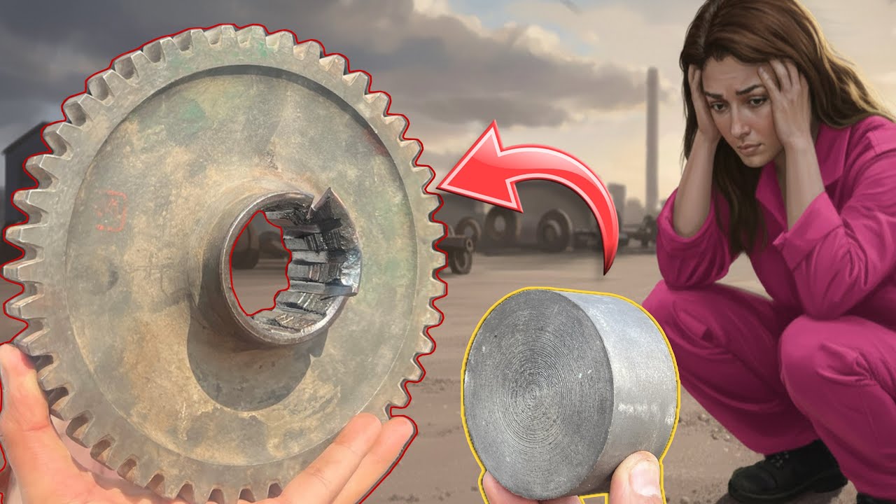 Genius Repair: Saving a Giant Bulldozer Gear Inner Teeth with a Scrap Shaft