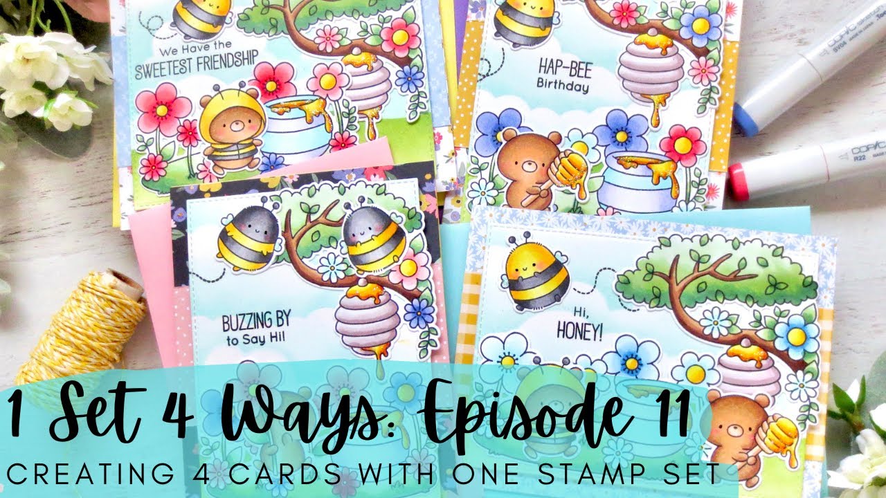 1 Set 4 Ways | Creating Four Cards using One Stamp Set | MFT Stamps | Copic Coloring