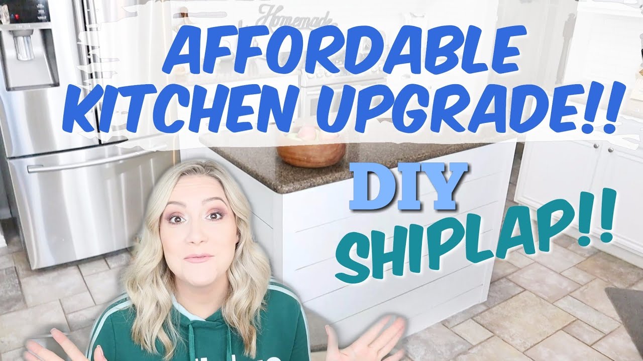 DIY SHIPLAP ON A BUDGET! Kitchen Island Makeover!