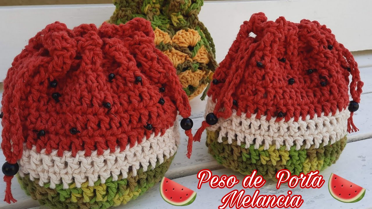 Peso de Porta Melancia 🍉 Peso de Porta em Crochê Fácil