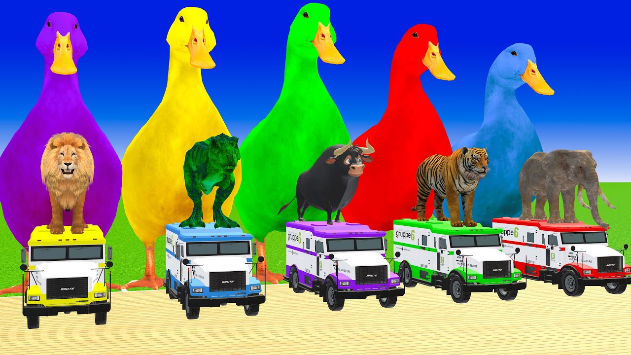 Long Slide Game with Cow Elephant Gorilla Hippopotamus Tiger 3d Animal Game Funny 3d Animals