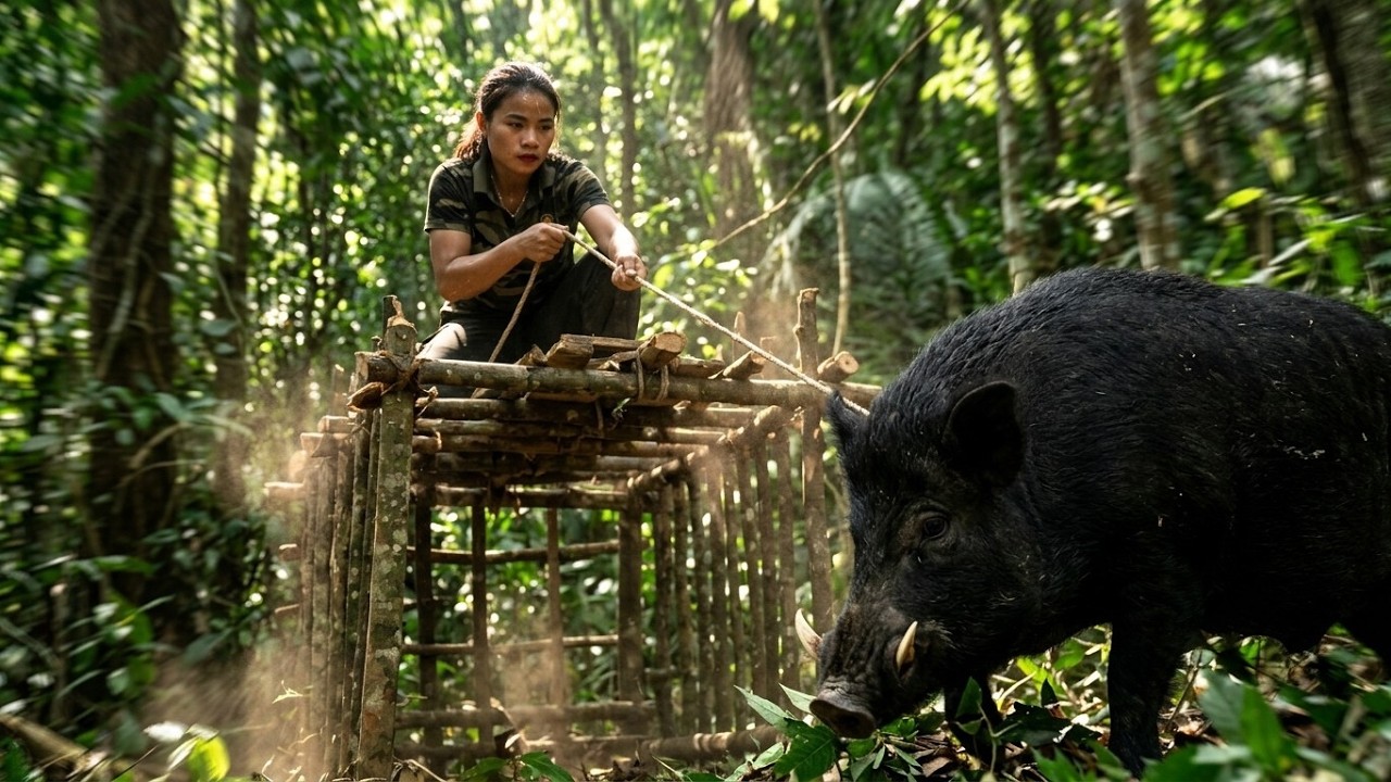 30 Days Survival Challenge in Vietnam Jungle | Rainy Nights, Wild Boar Encounters & Trap Skills