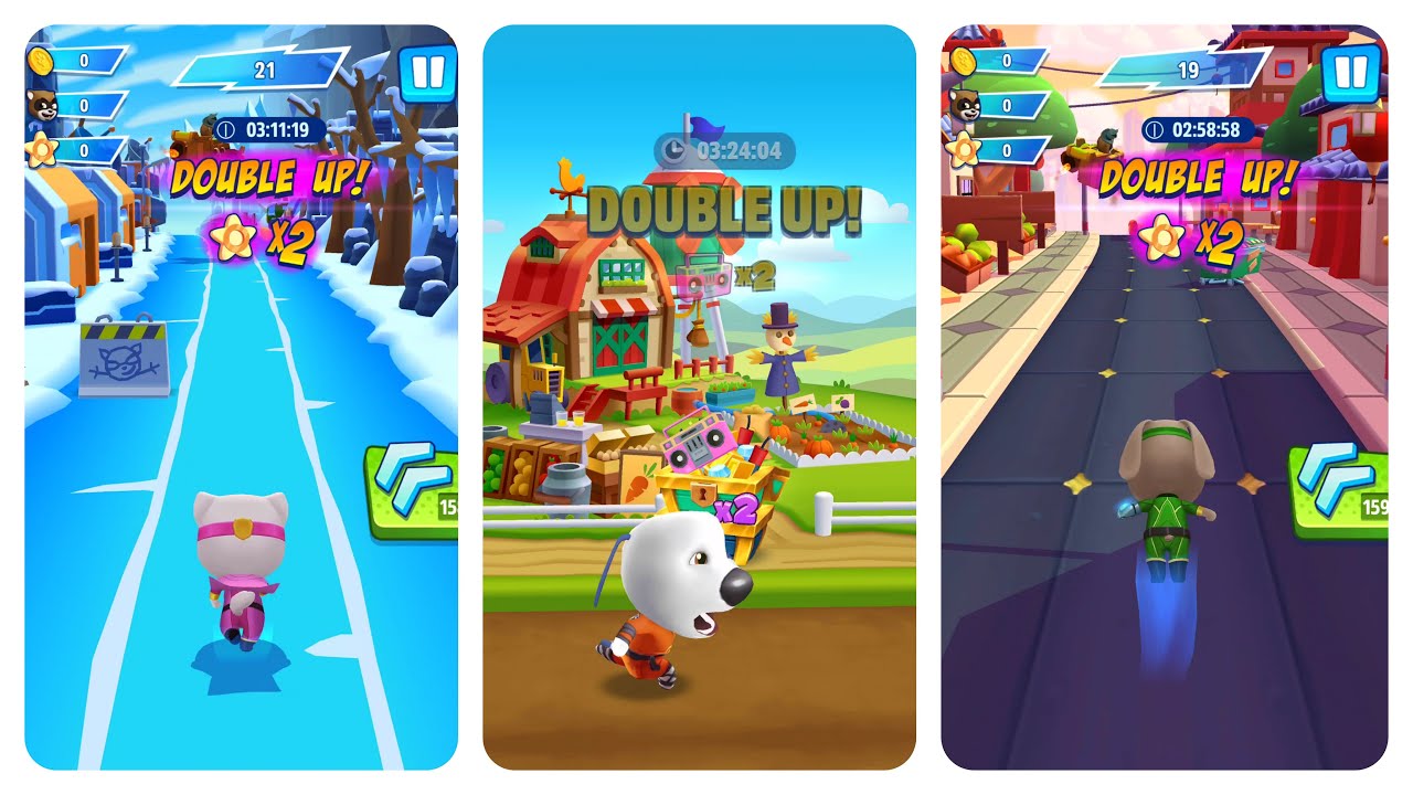Talking Tom Gold Run Kung Fu Hank vs Talking Tom Hero Dash Hero Angela and Hero Ben