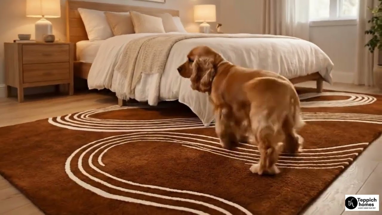 Brown & White Spiral Hand Tufted Wool Rug | Abstract Area Rug for Modern Homes | THTRT33