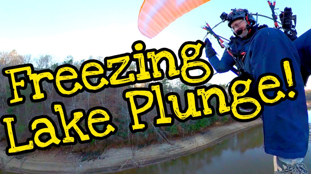 Watching People Jump in an Icy Lake from my Paramotor