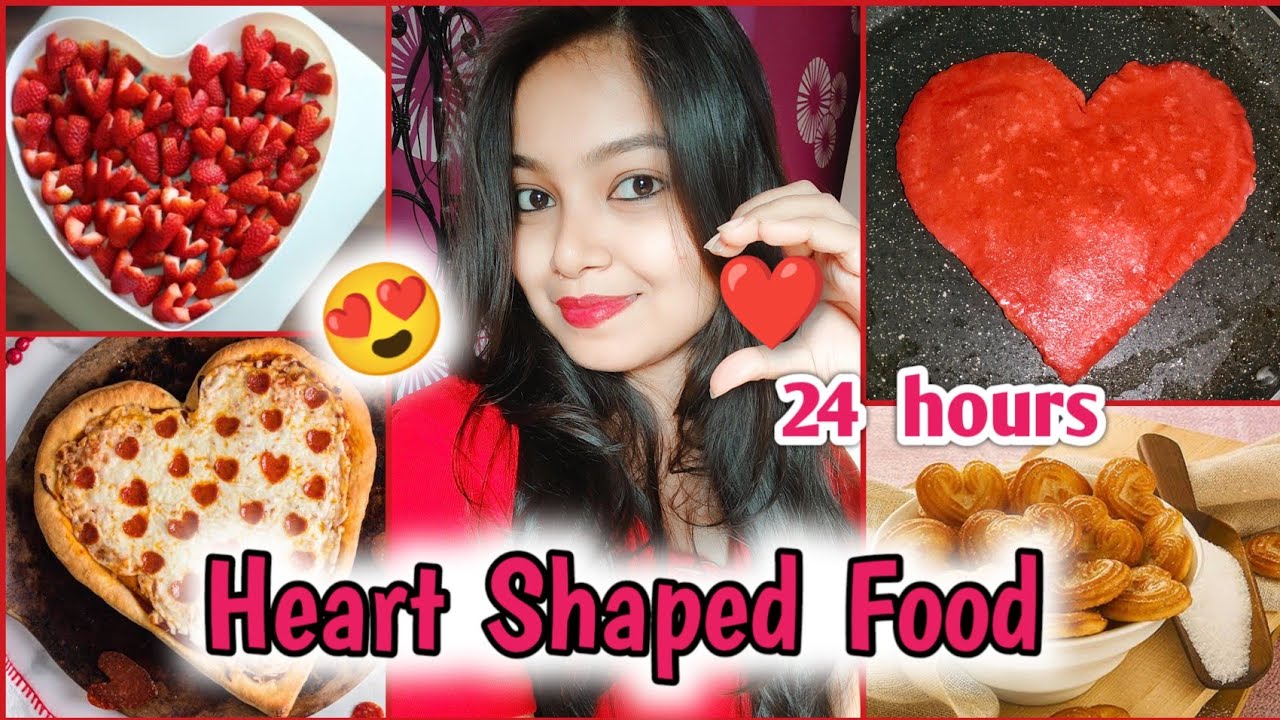 Living On *HEART SHAPED FOOD* for 24 hours Challenge !! ❤️ Valentine's Day Special ❤️