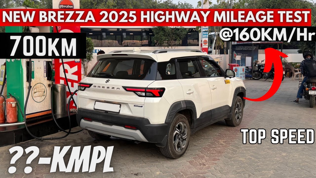 160km/h पर Mileage 🚀 New Brezza Facelift 2025 Highway Mileage Test | Tank to Tank | brezza zxi 2025