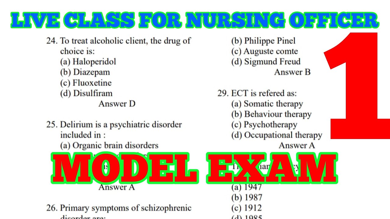 MODEL EXAM FOR NURSING OFFICER ESIC RRB AIIMS MRB PREPARATION
