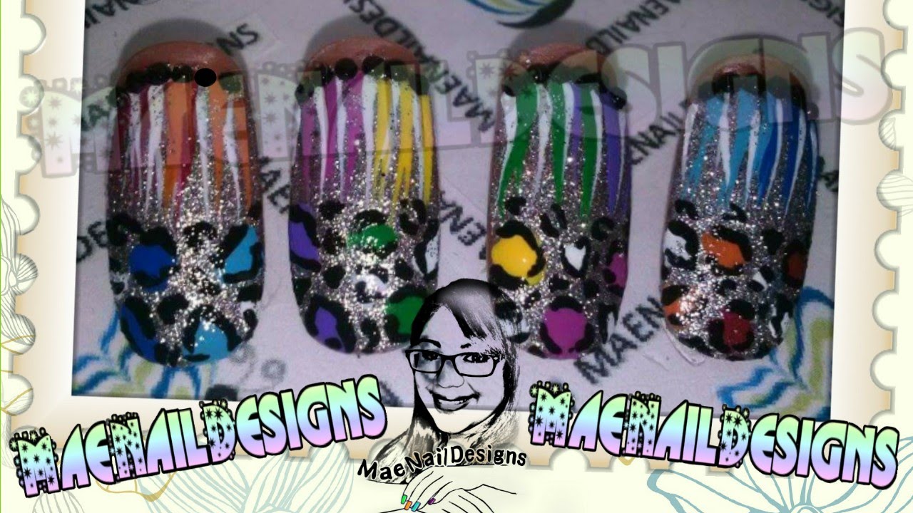 ❥Rainbow Waterfall & Leopard Print | MAENAILDESIGNS
