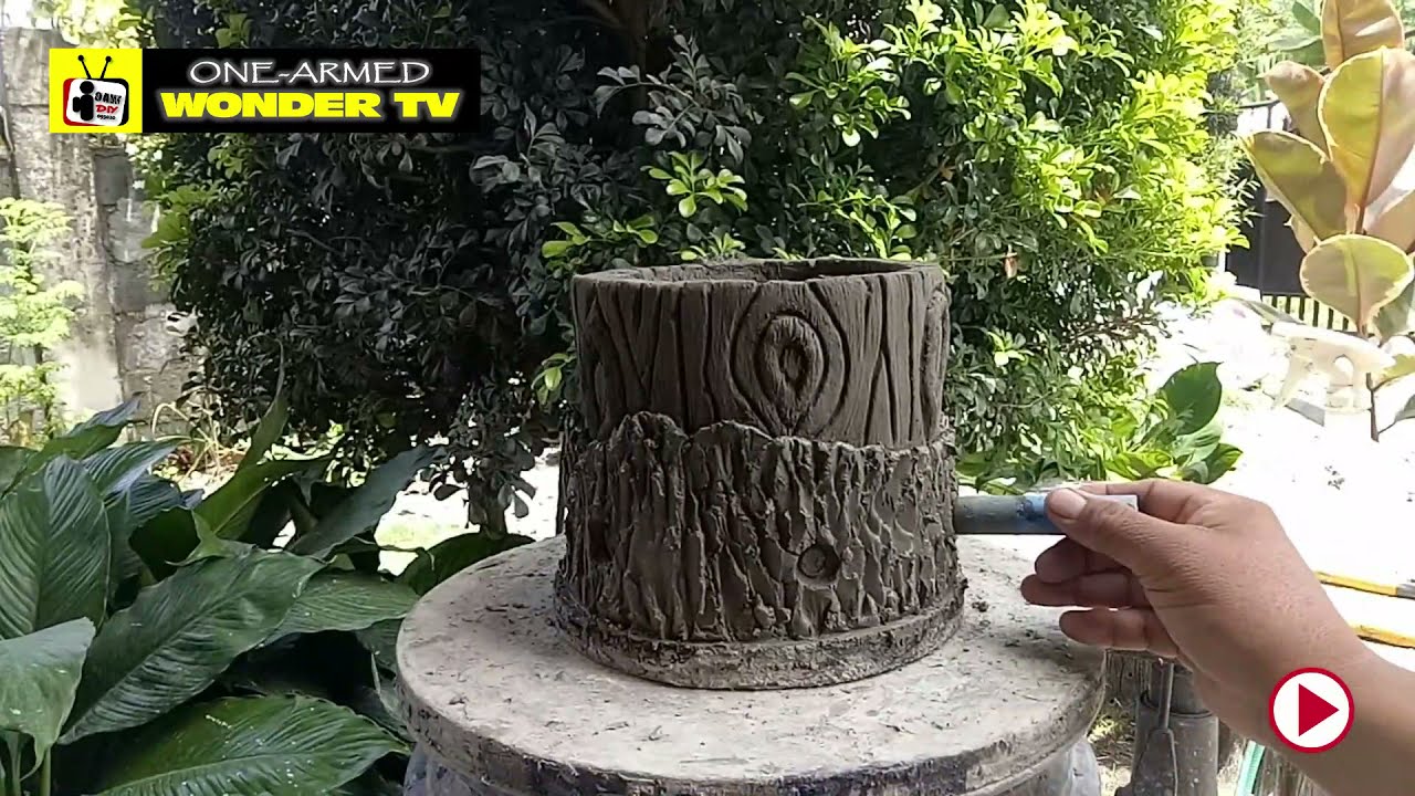 CREATIVE CEMENT IDEA / MAKING BEAUTIFUL POT WITH CEMENT