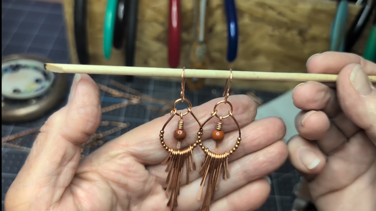 Beginner Wire Wrapped Fun, Flowing Paddle Earrings 60-70's Styles 