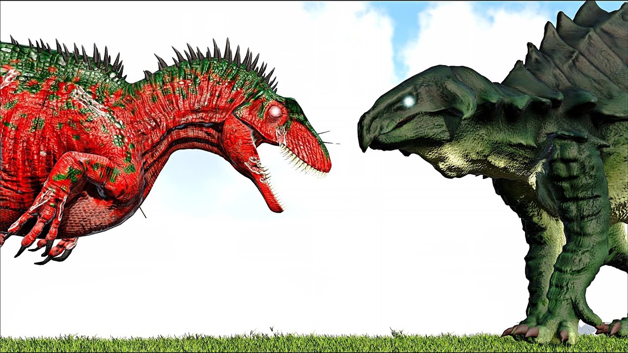 SAVAGE ACROCANTHOSAURUS BOSS (ADDITIONS PACK) VS HYPO SHANT IGUANONT (ARK SURVIVAL EVOLVED BATTLE)