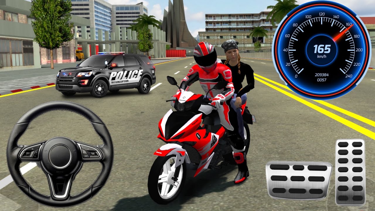 New bmw scooter driving and police car chasing me - 3d bike driving games 2026 