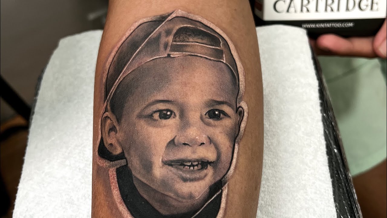 Sticker Style / Black and Gray Portrait Tattoo